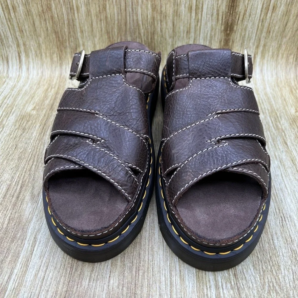 Dr. Martens Maxxy Slide Men's Size 13 Brown Leather Fisherman Buckle Sandals NEW